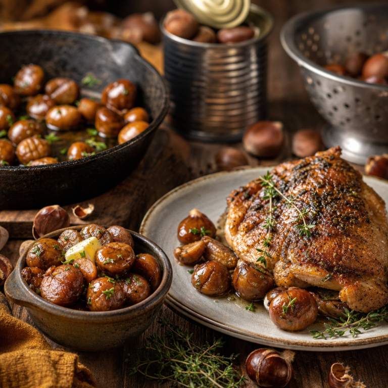 Comment cuisiner des marrons en boîte pour accompagner une viande ?