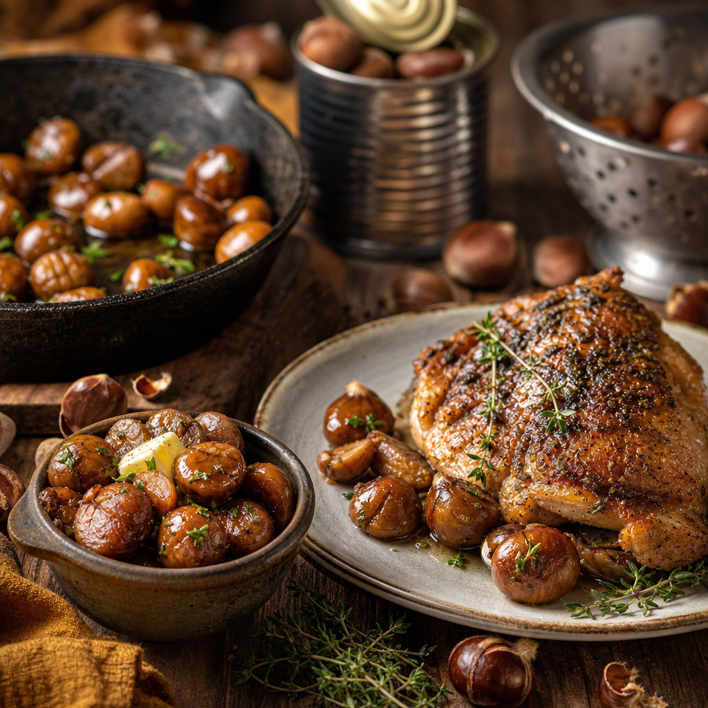 Comment cuisiner des marrons en boîte pour accompagner une viande ?